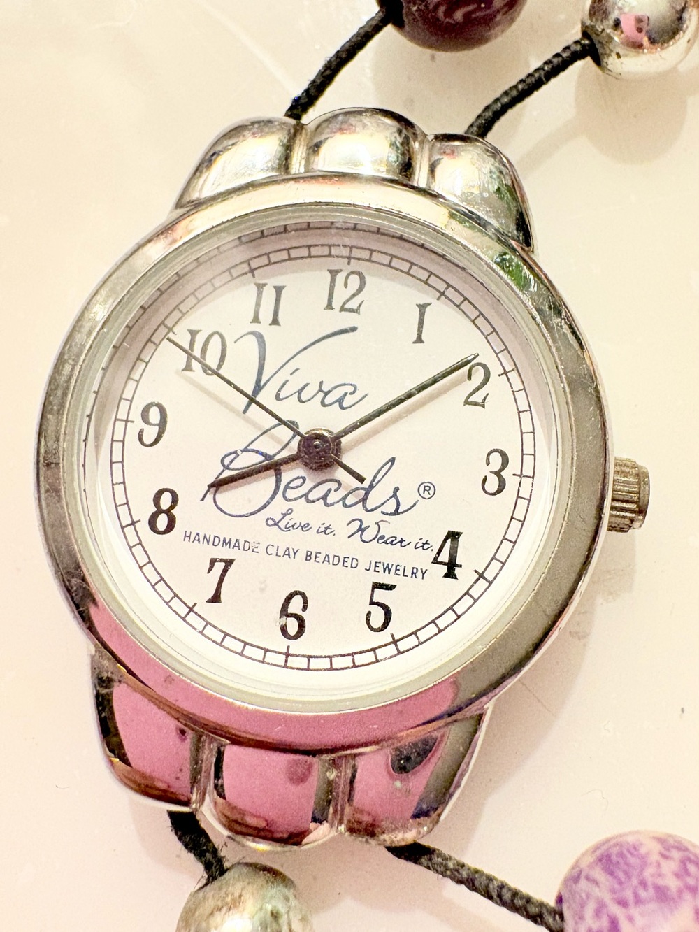 Viva Beads Women's Analog
Quartz Beaded Bracelet
Watch White Dial Silver Tone